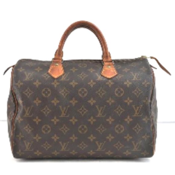 SALE! Vintage Louis Vuitton Speedy 30 Monogram Logo Satchel Bag Gold FREE Liner - Picture 9 of 15